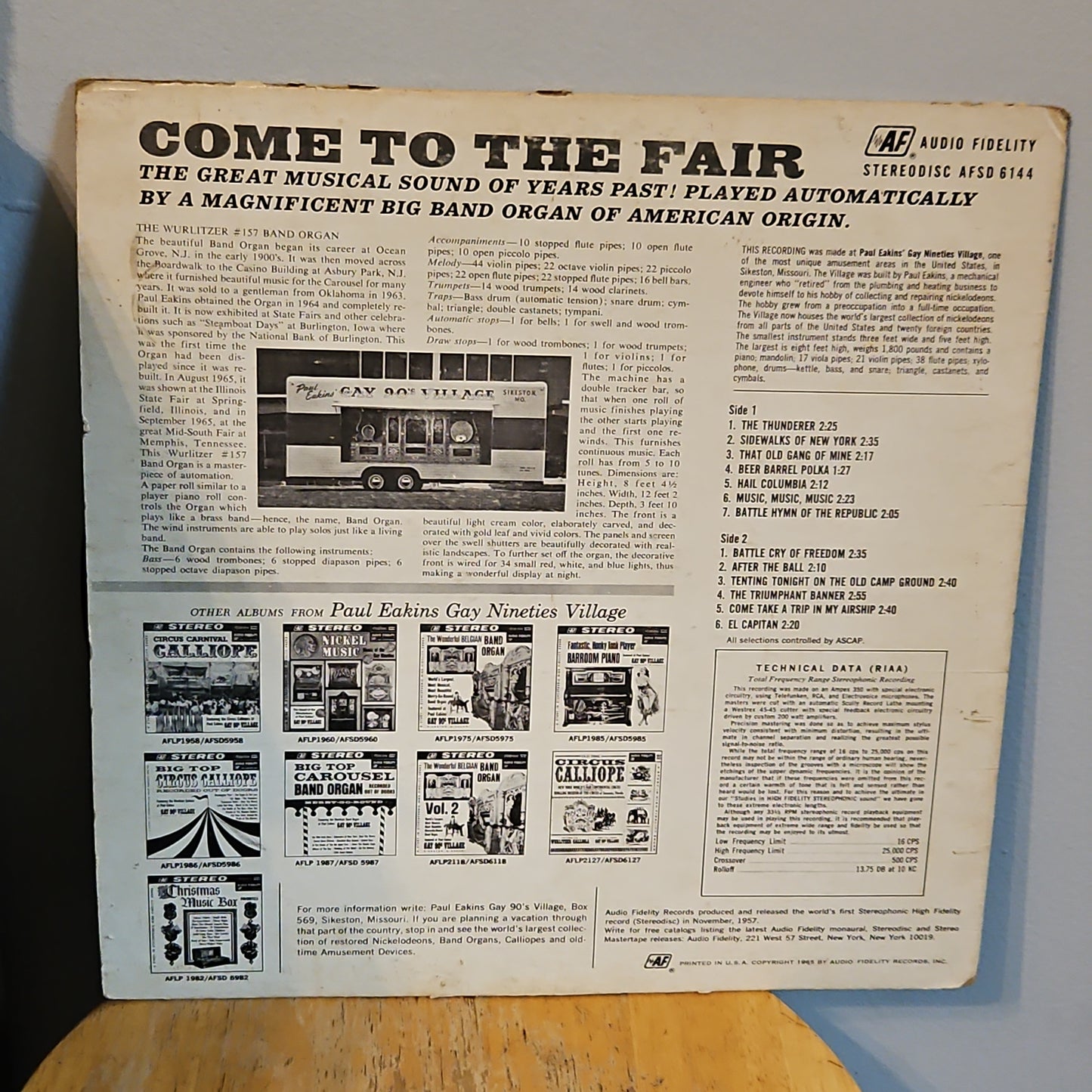 Paul Eakins' Big Band Organ Come to the Fair By Audio Fidelity Records