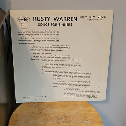Rusty Warren Songs for Sinners By Jubilee Records
